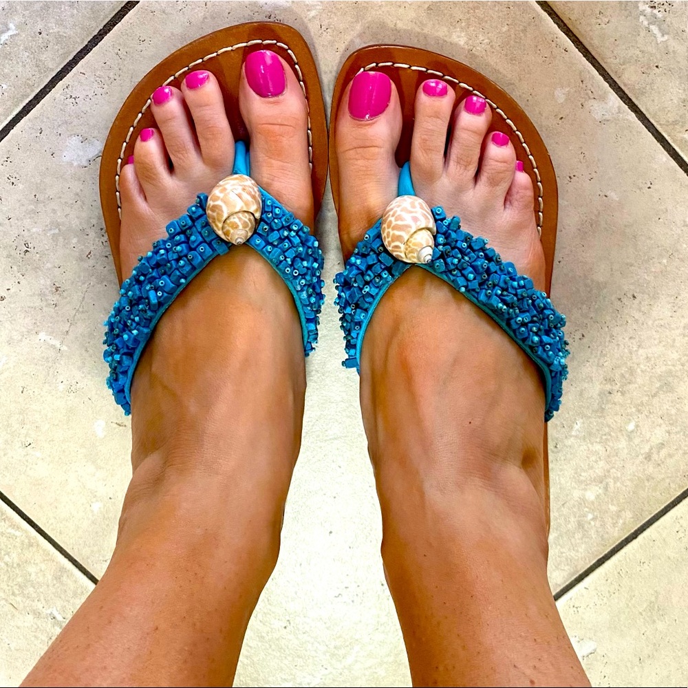 Skemo Leather Shell Beaded Sandal | 7